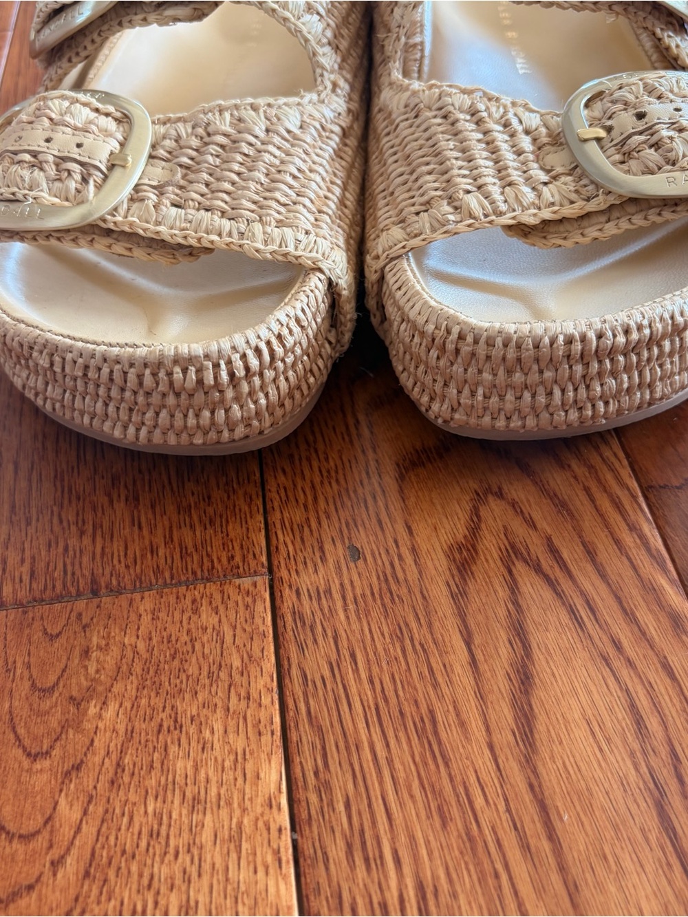 Loeffler Randall Natural Woven Double-Buckle Slide Sandals - Picture 9 of 9